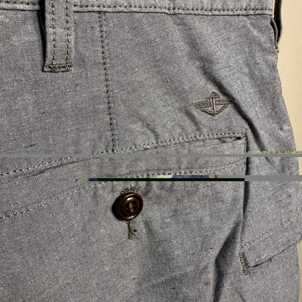 Dockers Shorts Mens 40 Blue Chambray Cotton Chino Flat Front 9 Inseam Casual